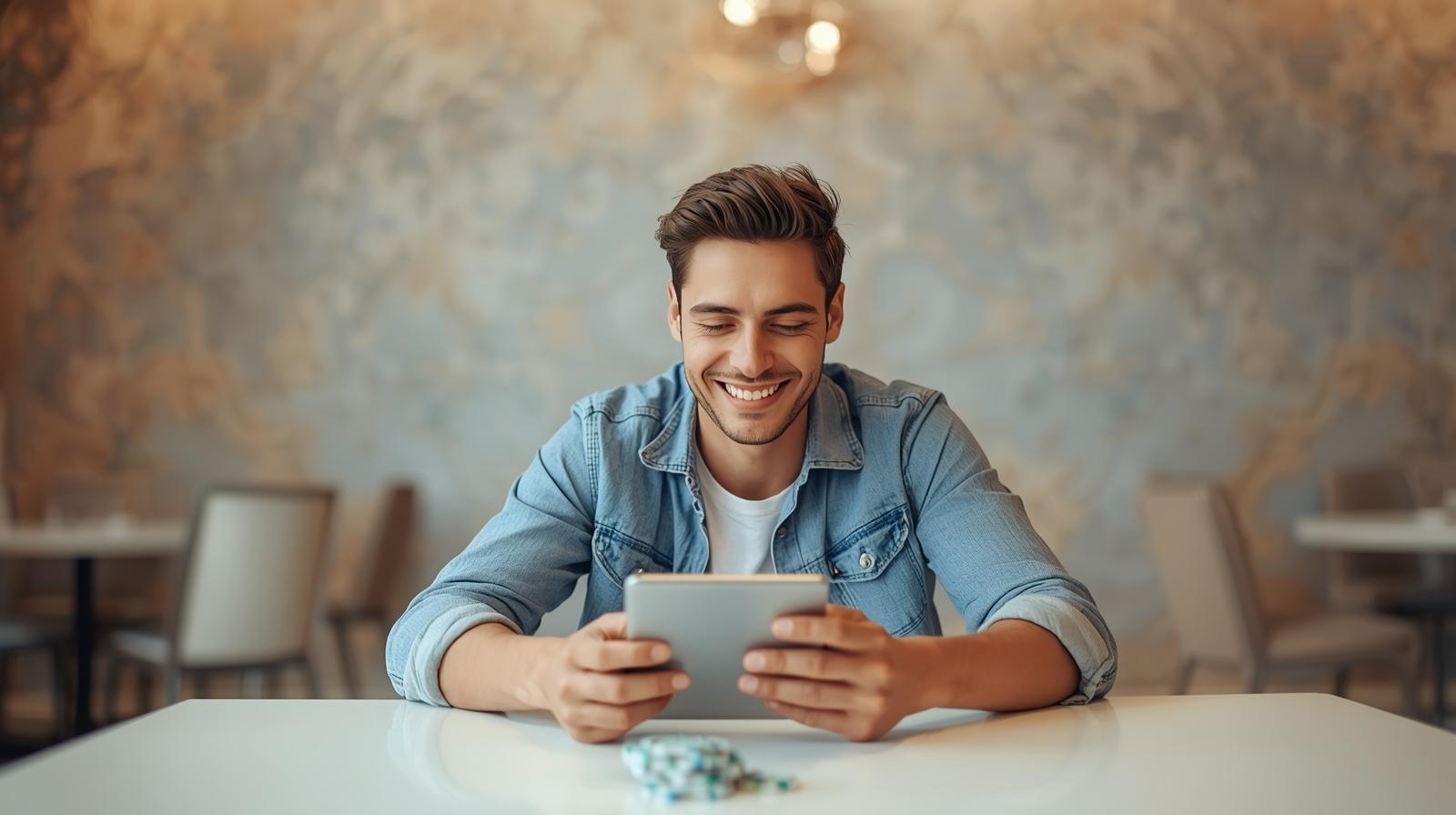 European Casinos for UK Players Are Shifting the Gaming Scene Into Overdrive Cheerful young adult enjoying European online casino games in relaxed bright setting - European Casinos for UK Players Are Shifting the Gaming Scene Into Overdrive