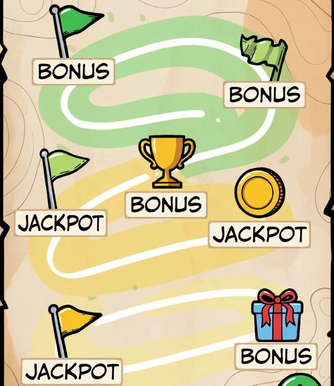 animated map with pit stops labeled bonuses and jackpots - European Casinos for UK Players: The Road to Better Gaming Rewards